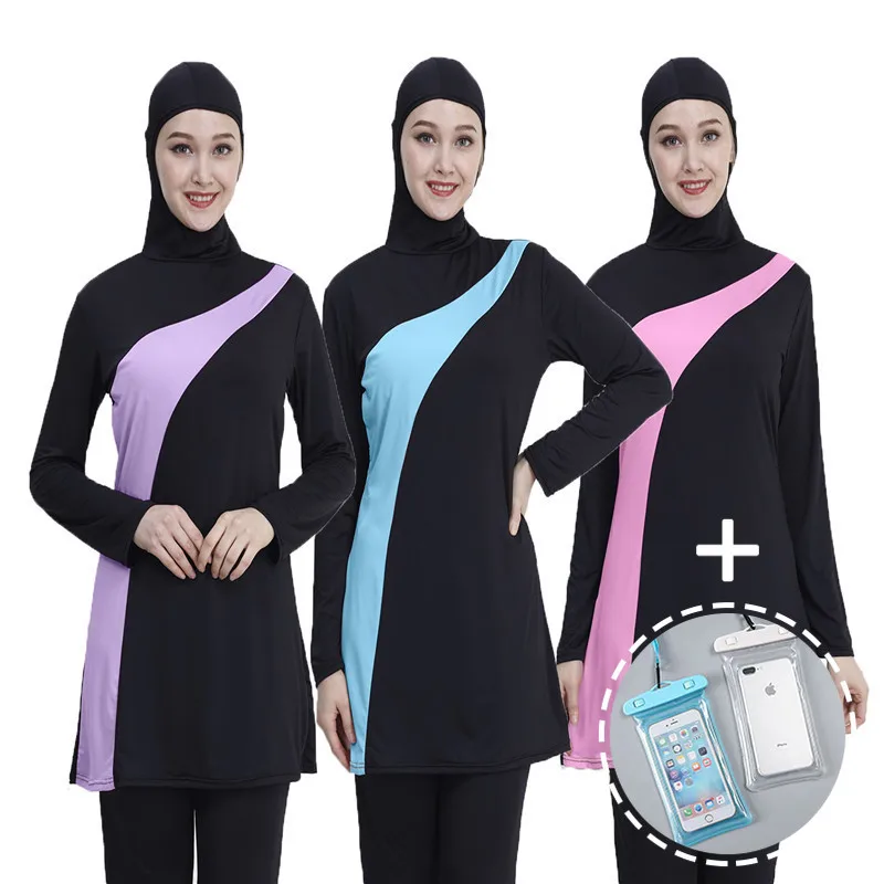 

2022 Burkini Muslim Swimsuit Modest Swimwear for Women Long Sleeve Swimming Islamic Bathing Suit Fashion Hijab Set