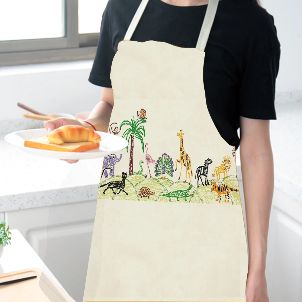 

1Pcs Abstract Portrait Apron for Women Sleeveless Fruit Animal Aprons Apple Home Cooking Baking Bib Cleaning Tools Pinafores