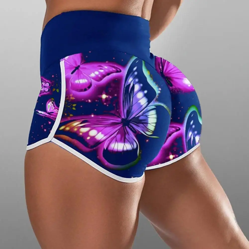 

Women Yoga Pants Sporty Shorts High Waist Fitness Shorts Hip Lift Butterfies Print Quick Drying Slim Short Pants for Fitness