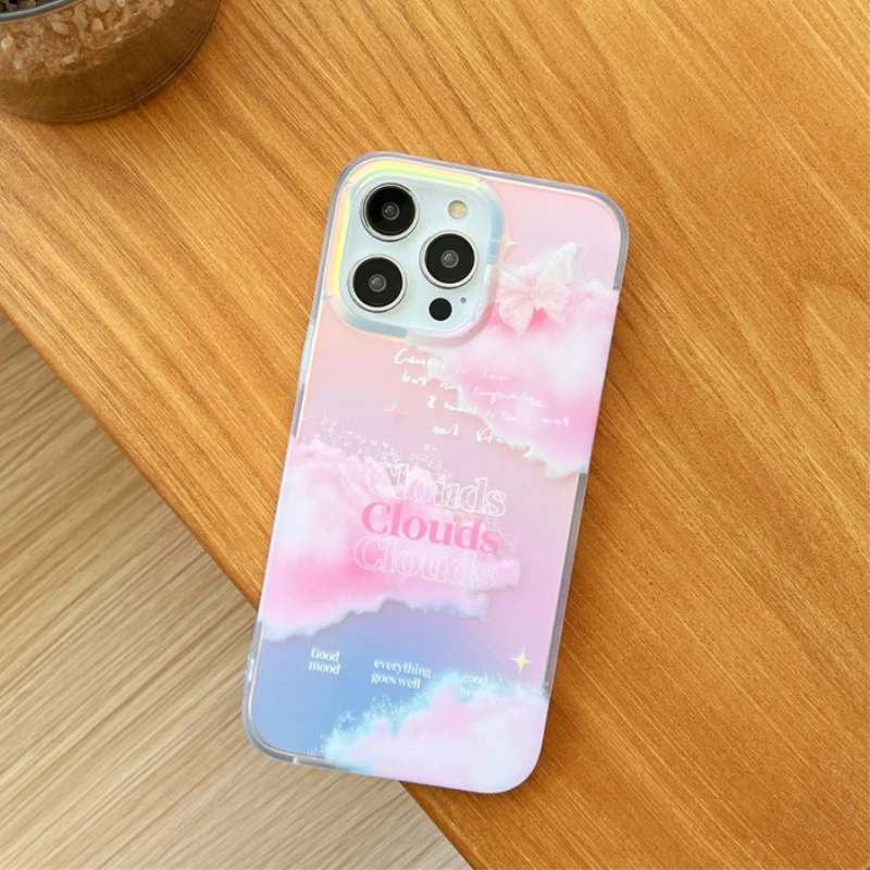 

clouds Back Cover For iPhone 11 Pro Max 13 12 14 Fashion Style Gradient colours Cartoon Silicone Shockproof Phone Case
