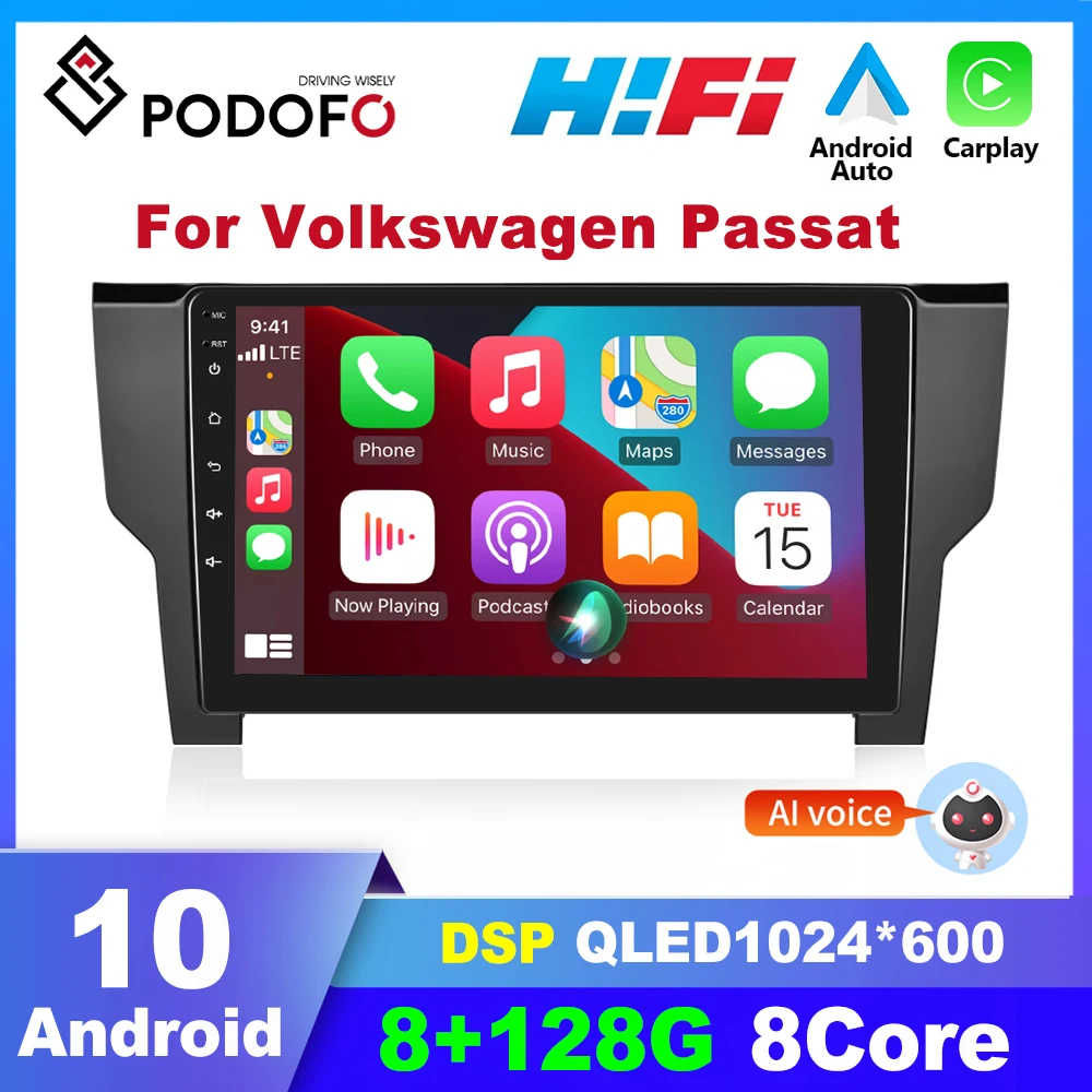 

Podofo 2 Din Android Car Radio For VW Volkswagen Passat 2019 Carplay Multimidia Video Player Autoradio GPS Navigation Stereo