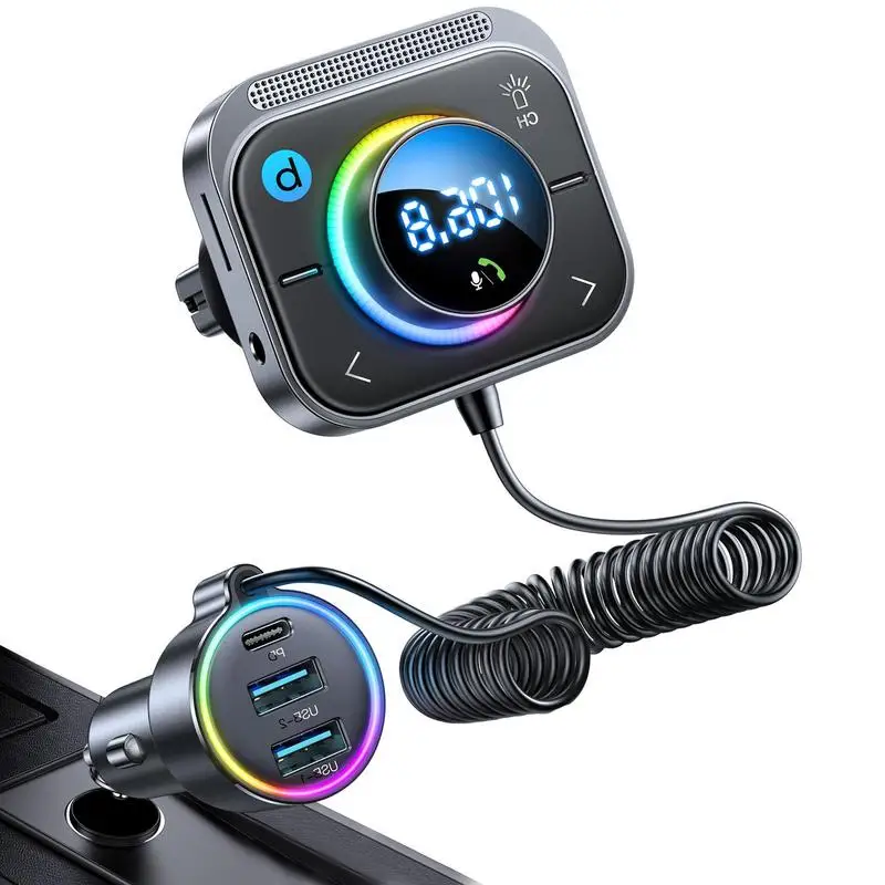 

Car Radio FM Transmitter Widely Applicable Automobile Blue Tooth Radio Adapter Long Lasting Automotive Fast Charging USB Port