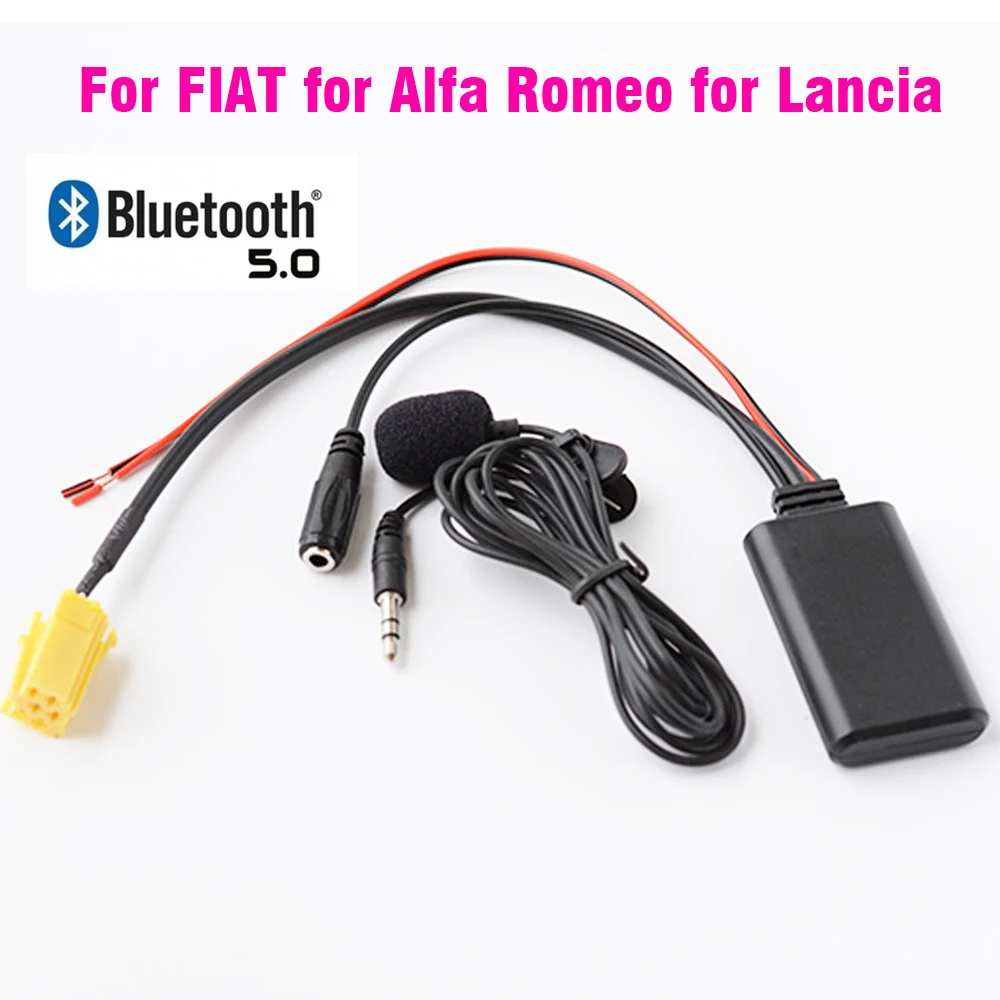 Car bluetooth 5.0 AUX Adapter Wireless Radio Stereo Microphone 6pin for FIAT 500 Grande Punto Fiorino for LANCIA Musa ALFA ROMEO