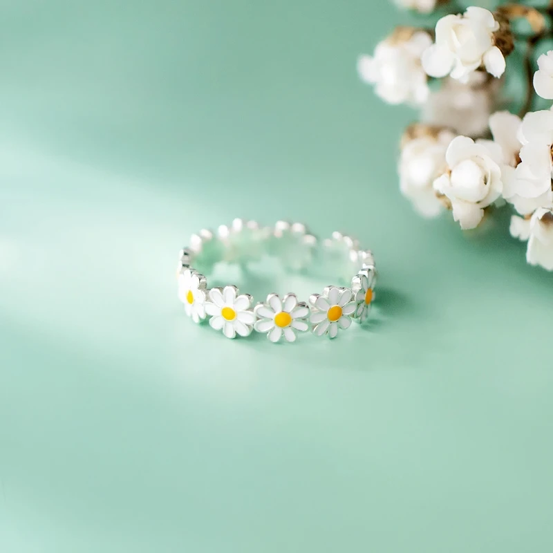 Женские регулируемые Открытые Кольца SRI1049 с памятью подошвы милые хризантемы