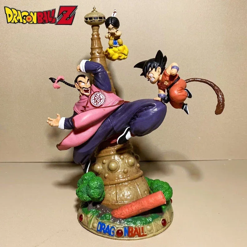 

New 27.5cm Dragon Ball Z Tao Pai Pai Vs Son Goku Action Figure Ucs Immortal Tower Model Collection Figurine Statue Toy Xmas Gift