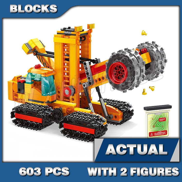 

603pcs City Mining Experts Site Massive Grinder Crusher Raising Arm Mine 29803 Building Block Set Compatible With Model
