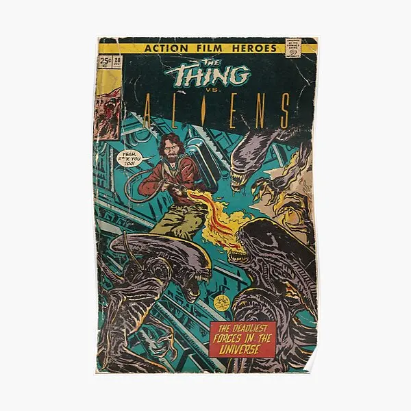 

The Thing Vs пришельцы веер искусство чехол с героями комиксов Плакат смешная роспись Картина Декор настенная живопись комната украшение для дома без рамки