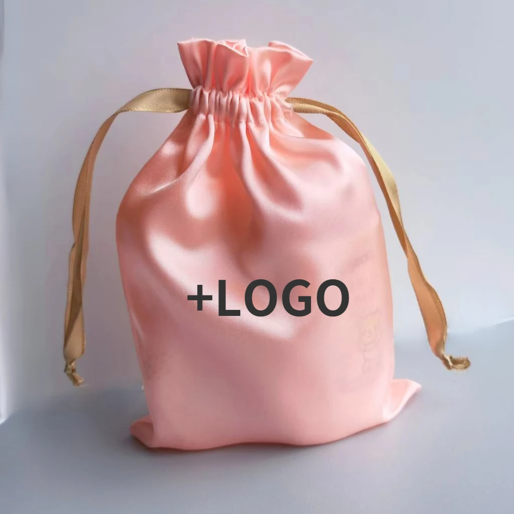 50p настраиваемый логотип парик атласный мешок деревянные уши шнурок сумки