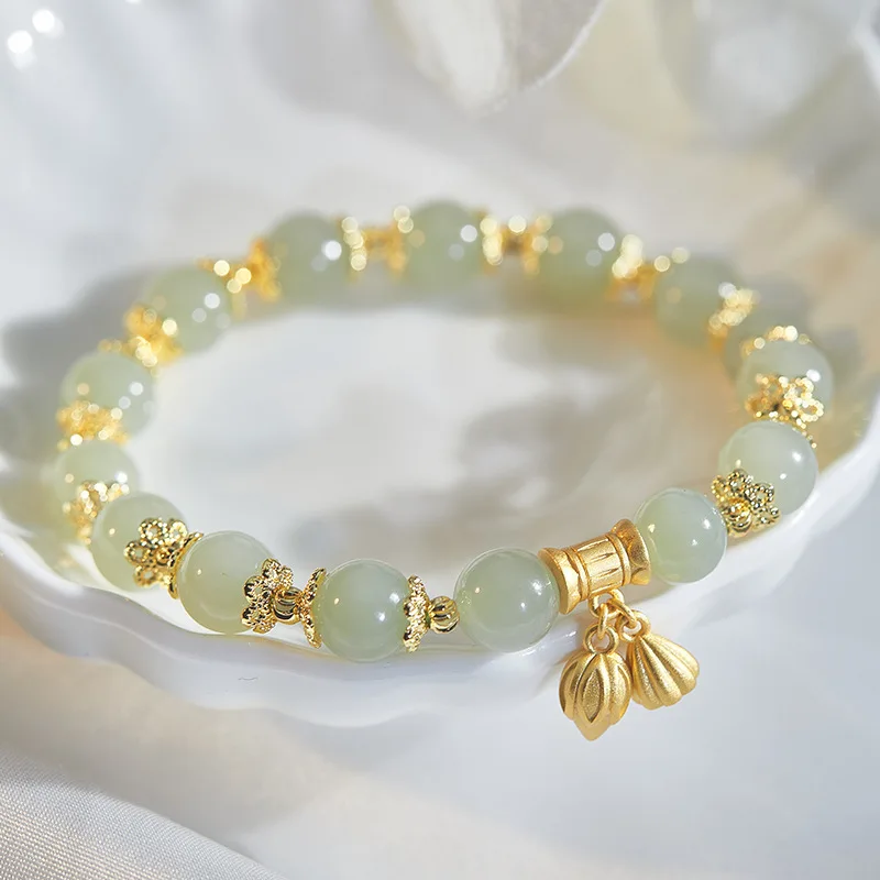 

Fashion Creative Lucky Imitation Hotan Jade Bracelet Vintage Light Luxury Handmade Jewelry Bracelet Women's Girls Jewelry Gift