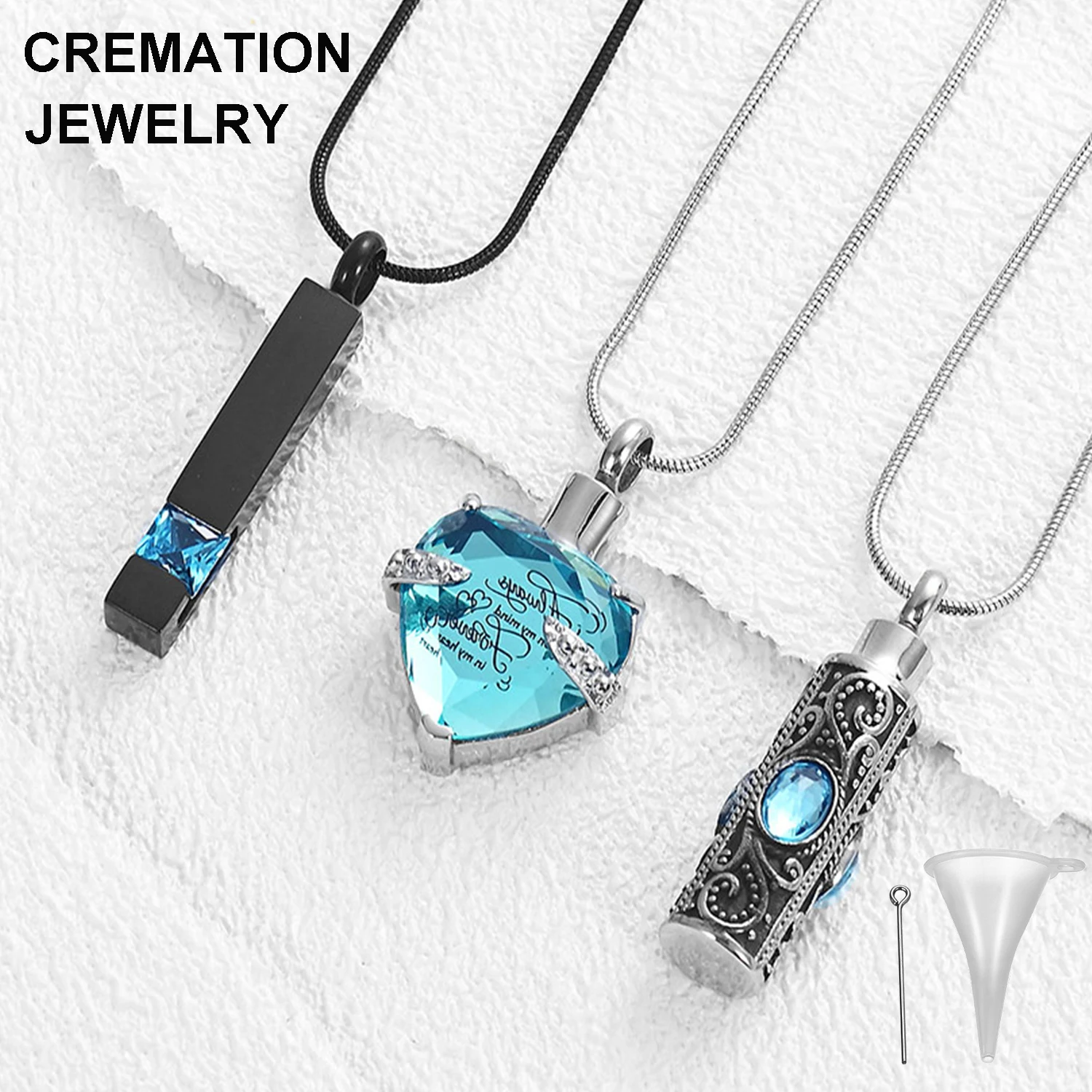 

Cremation Jewelry Crystal Heart with Inlaid Heart Shape Pendant Necklace Stainless Steel Women Girl For Ashes Keepsake Memorial