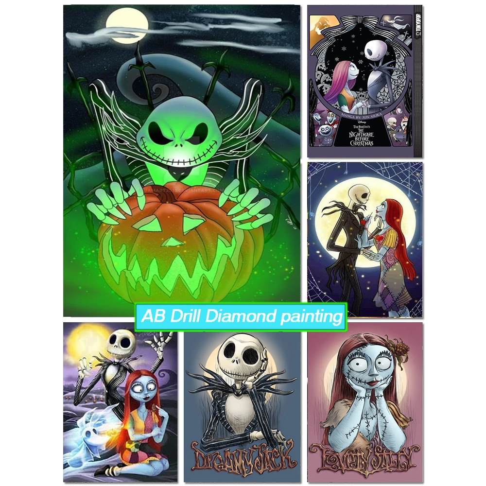 

The Nightmare Before Christmas Jack Skellington & Sally Ab Diamond Painting Cross Stitch Kit Embroidery Mosaic Home Decor Jh265