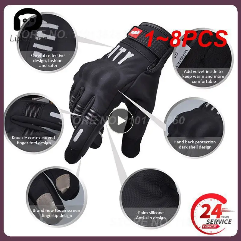 

1~8PCS Winter Full Finger Motorcycle Gloves Waterproof Gant Moto Keep Warm Men Moto Gloves Touch Screen Guantes Motorbike Riding