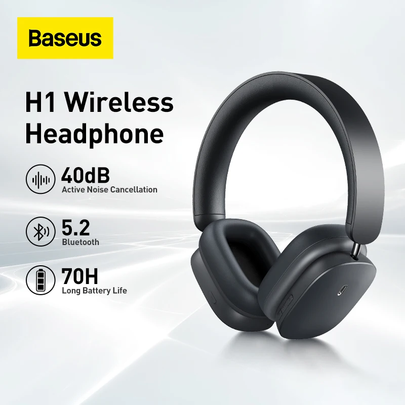  Baseus H1 Hybrid 40dB ANC беспроводные наушники 4-микс ENC наушники Bluetooth 5,2 40 мм драйвер HiFi над наушниками 70H время
