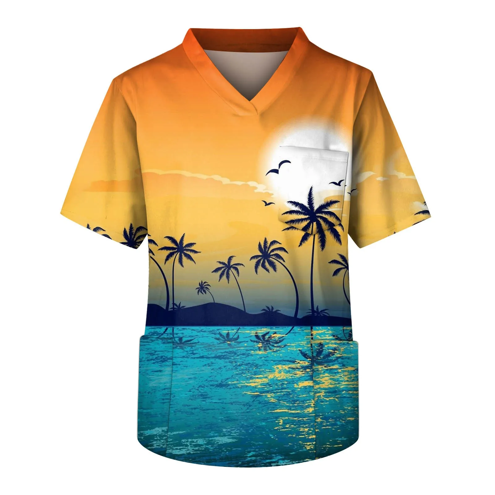 Мужской Камуфляжный Топ С Коротким Рукавом И V-образным Вырезом Медицинская