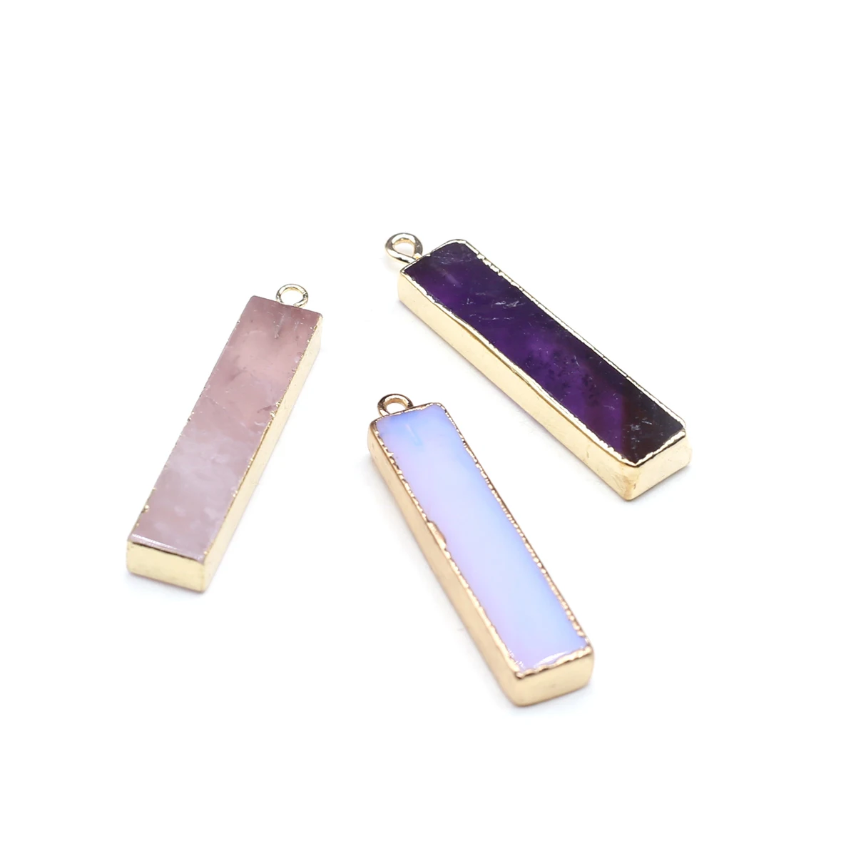

Natural Stone Amethyst Pendants Gold Plated Rectangular Cuboid for Jewelry Making Diy Women Necklace Earrings Gifts