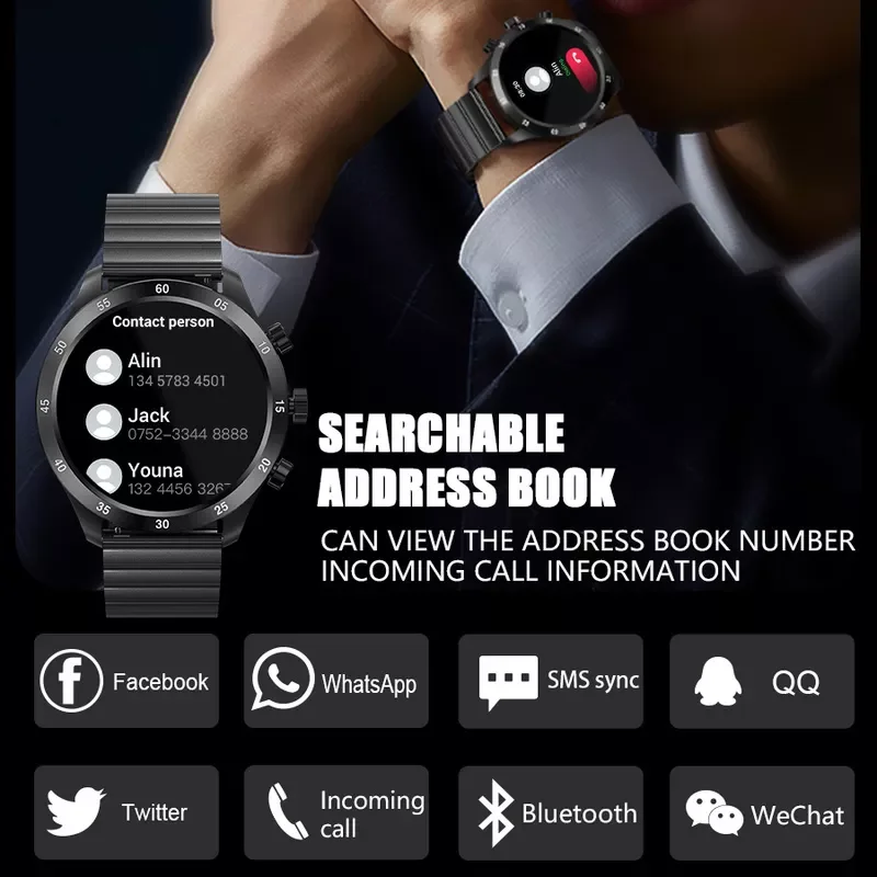 

Мужские смарт-часы с функцией вызова и Пульсометром