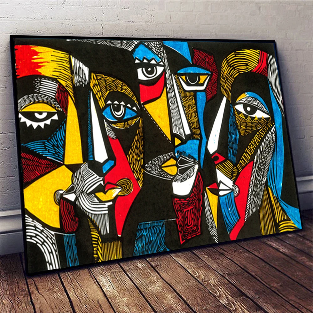 Красочные абстрактные лица Picaso плакат печать современное художественное
