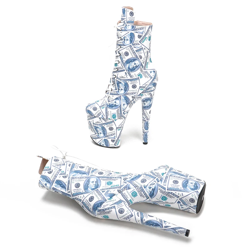 Leecabe 20CM/8inches  PU upper Pole dancing shoes High Heel platform Boots  Pole Dance boots