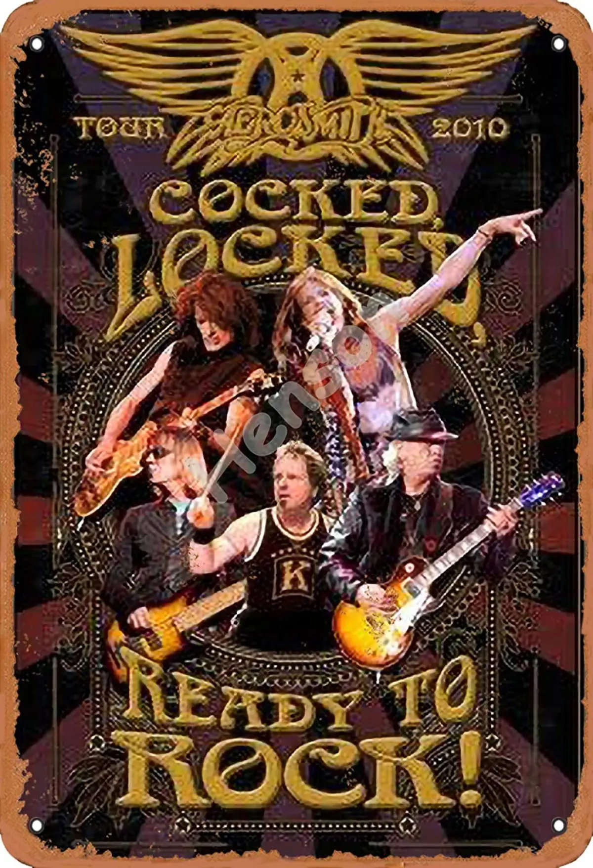 

Aerosmith Cocked Locked Ready To Rock Tour 2010 Vintage Tin Sign Art Iron Painting Rusty Poster Decoration Aluminum plaque