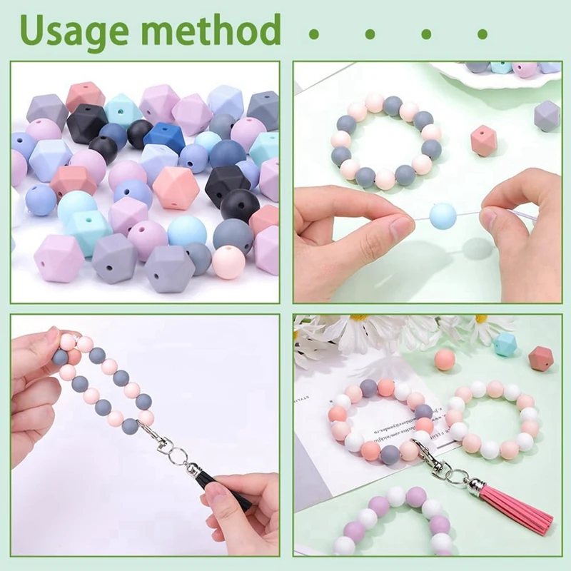 121 шт. силиконовые бусины для изготовления брелоков разноцветные россыпью