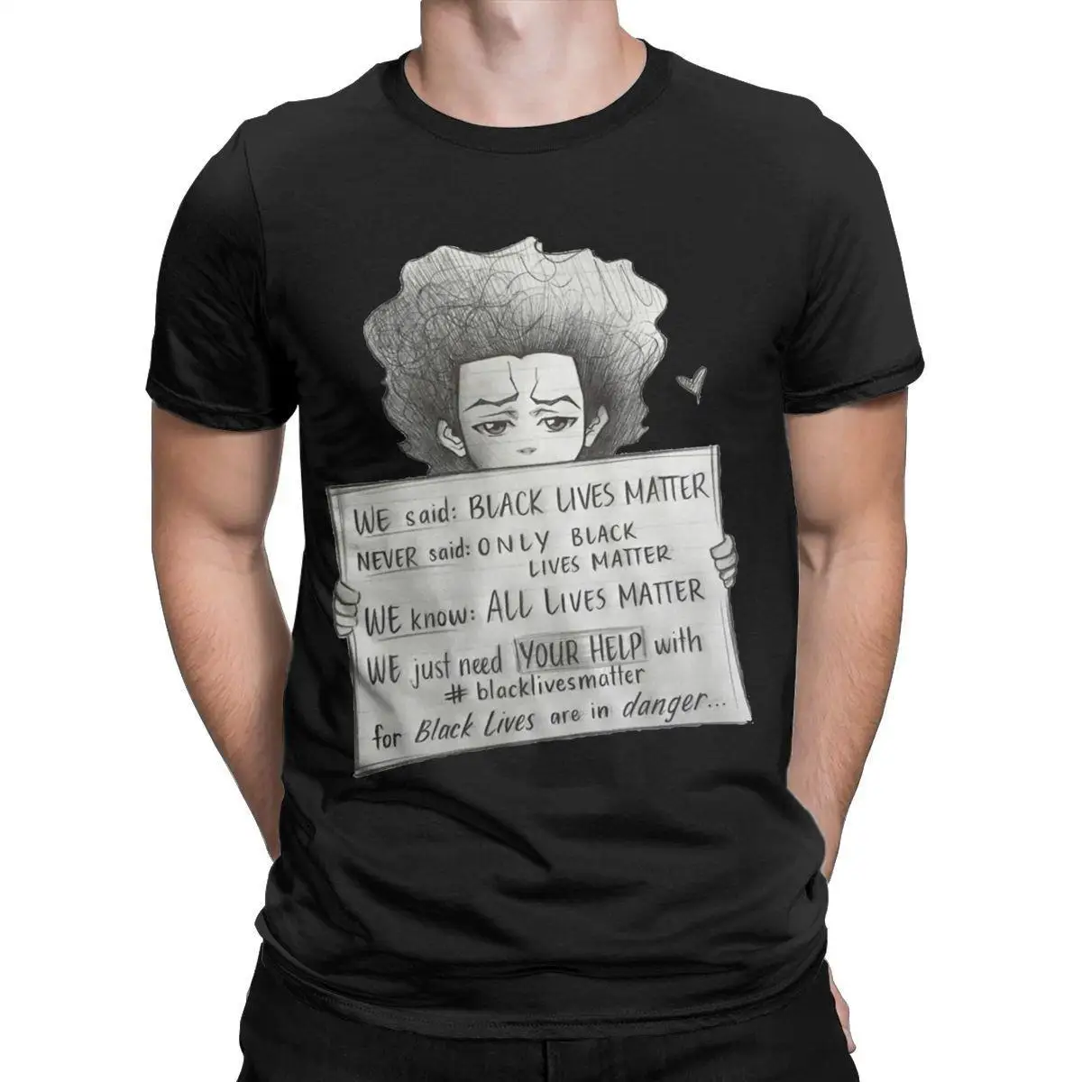 

Men The Boondocks Black Lives Matter T Shirts 100% Cotton Clothes Unique Short Sleeve Round Neck Tee Shirt Printed T-Shirts