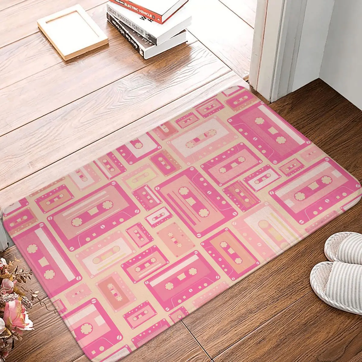 

Colorful Pink Music Audio Cassette Doormat Rug carpet Mat Footpad Bath mat Non-slip toilet Balcony Parlor durable Washable