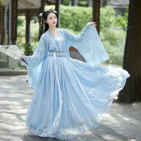 2022 new hanfu women chinese traditional embroidery stage dance dress female fairy cosplay costume hanfu blue for women