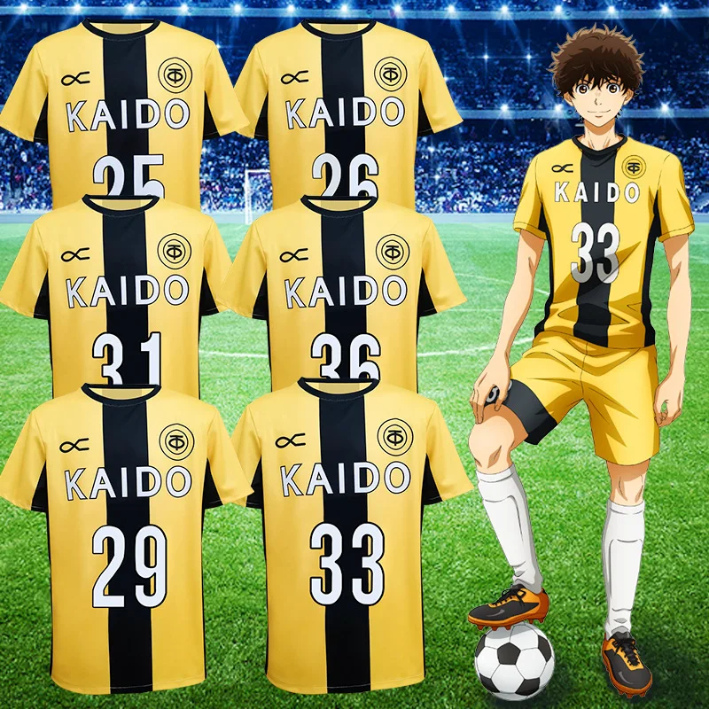 Anime Ao Ashi Ashito Cosplay Costume 3D Print Short Sleeve T-shirt Football Soccer Two Piece Set Suit Jersey Sportswear Uniform