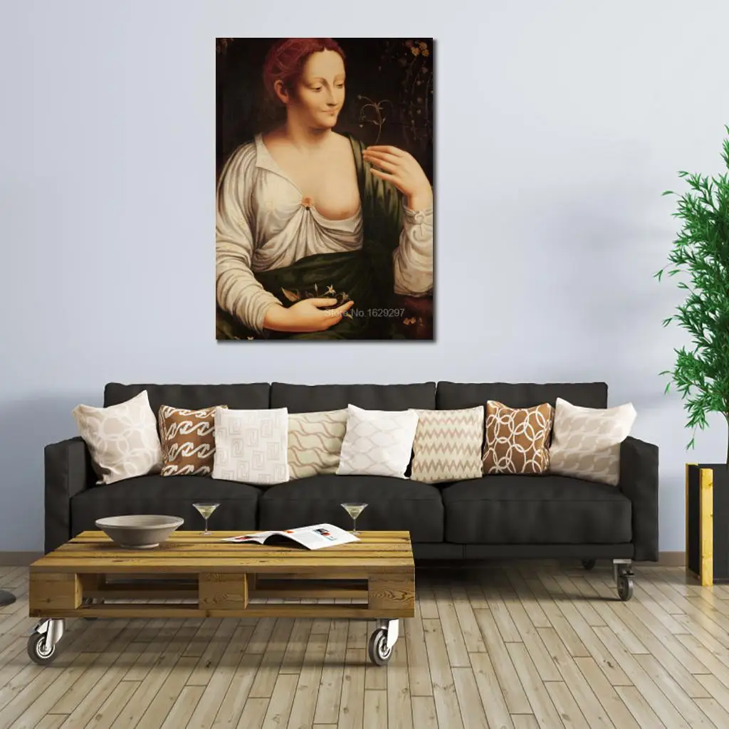 Classic Figure Oil Painting For Dining Room Columbine Leonardo Da Vinci High Quality Hand Painted Unframed Canvas Home Decor | Дом и сад