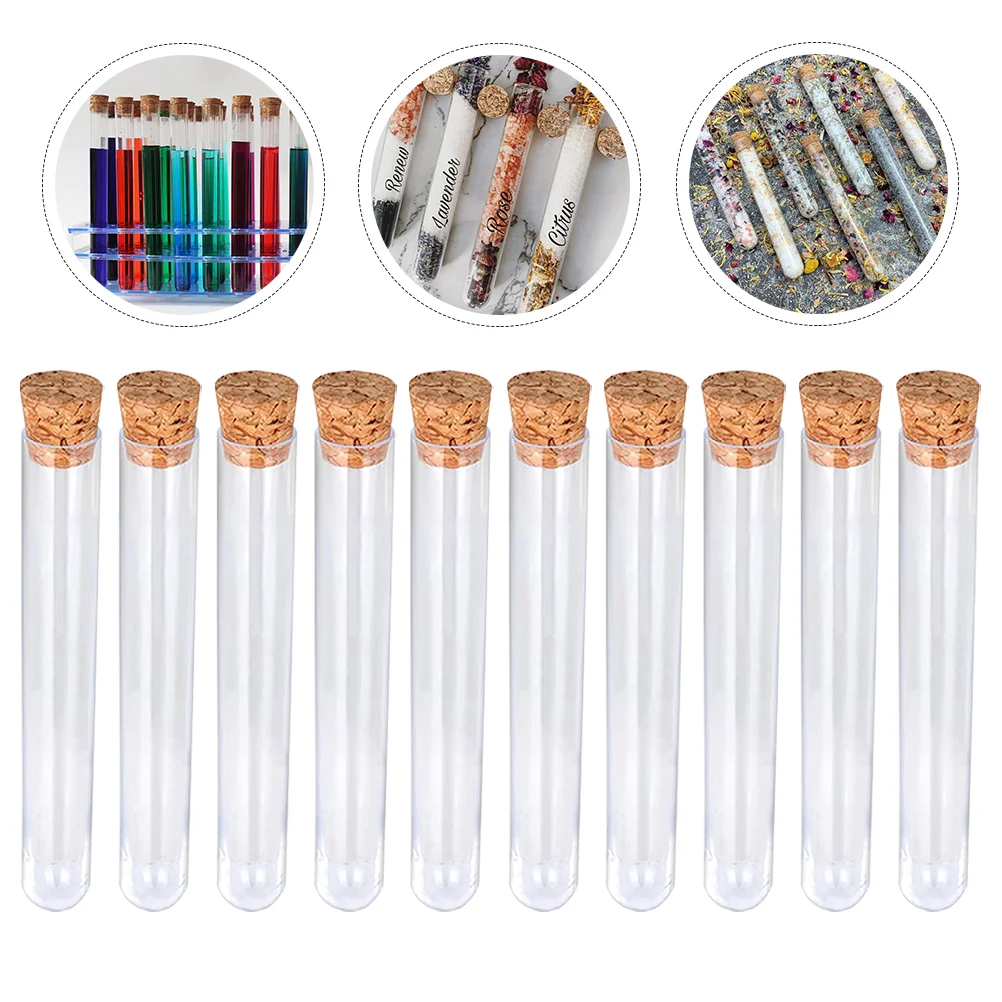 

24 Pcs Liquid Containers Cork Test Tube Scientific Experiment Plastic Clear Take Bath