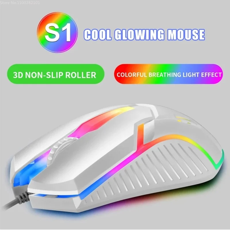

Wired Backlit USB E-sports Luminous Mouse Office Desktop Laptop Computer Mute Game Athletics Glowing Mouse Feel Comfortable A