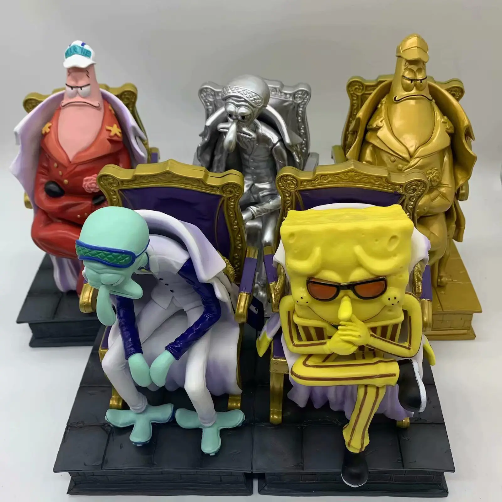 

23cm One Piece Anime Figure Three Generals Sitting Throne Barley Octopus Red Dog Yellow Ape Action Figure Collection Model Toy