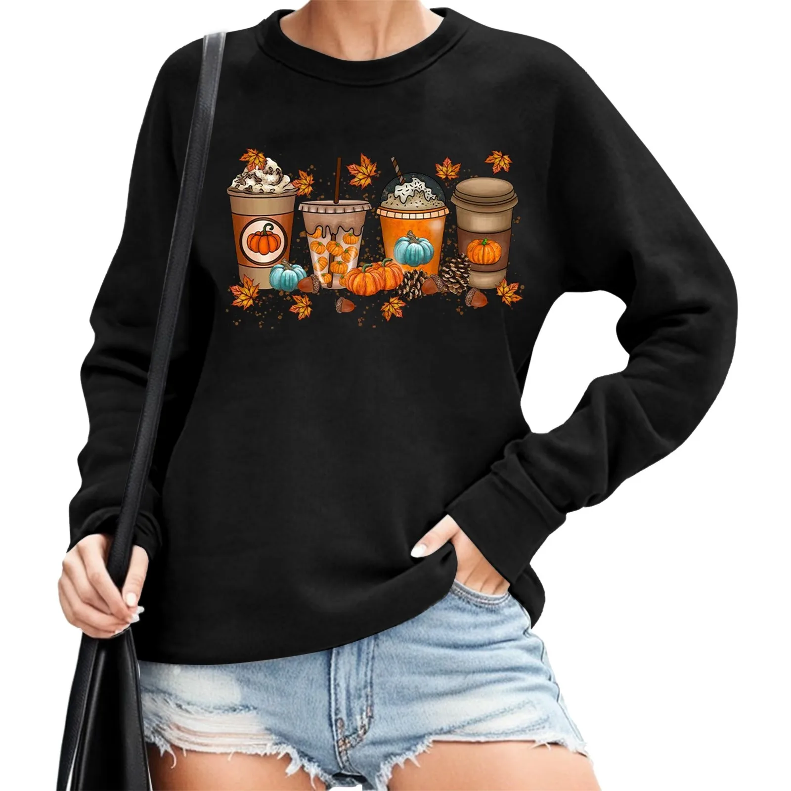 

Suitable Fall Blouse For Women Tis The Season Sweatshirt Autumn Pumpkin Loose Pullover Shirt Long Cropped Workout Sweatshirt