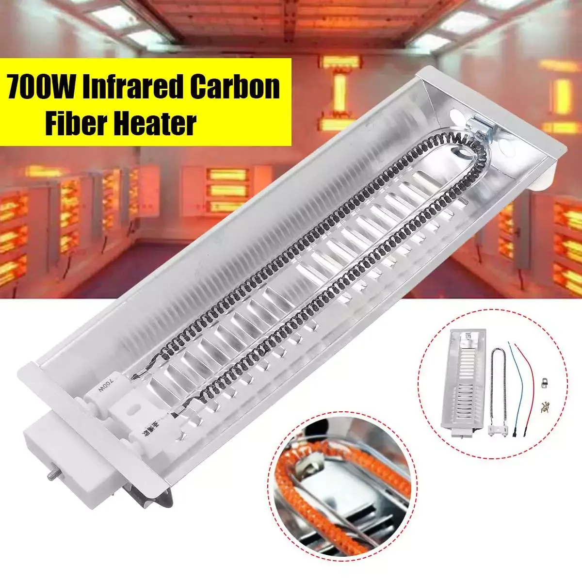 

Far Infrared Double Carbon Fiber Heater Radiant Wave Paint Curing Heating Lamp For Baking Oven