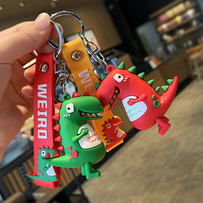 

Small Dinosaur Keychain PVC Drip Rubber Cute Cartoon Doll Car Couple Bag Small Gift Pendant Key Accessories