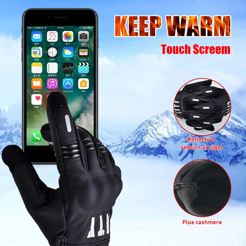 

Winter Full Finger Motorcycle Gloves Waterproof Gant Moto Keep Warm Men Moto Gloves Touch Screen Guantes Motorbike Riding Gloves