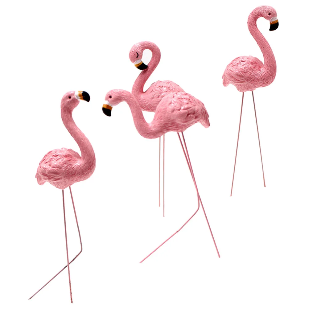 

Flamingo Micro Landscape Flamingos Plug-in Decors Yard Decorations Garden Resin Ornament
