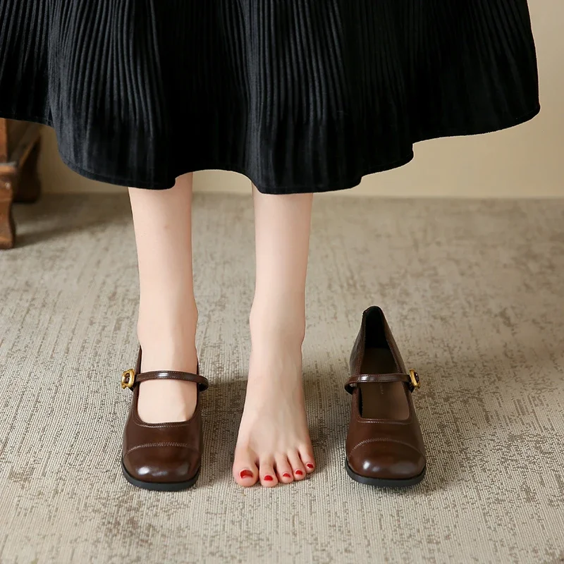 Новинка 2024 женская обувь Мэри Джейн модные туфли-лодочки с квадратным носком