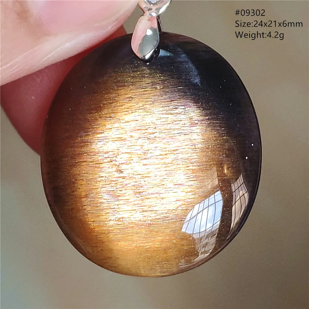 Подвеска из натурального черного лунного камня оранжевого цвета женская