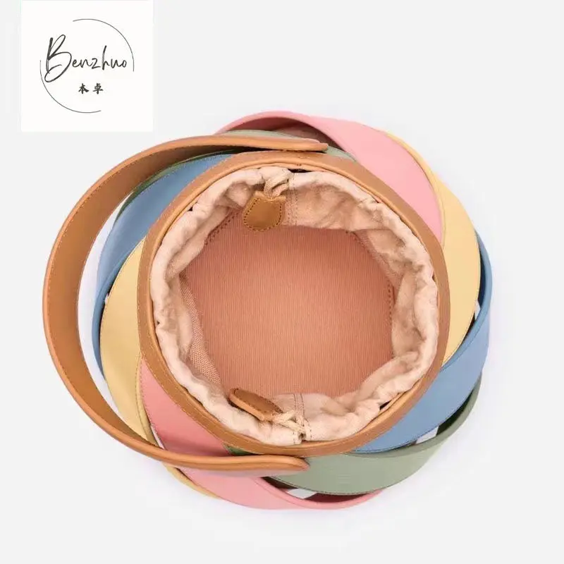 Женская Лоскутная сумка-ведро радужного цвета с верхней ручкой и геометрическим