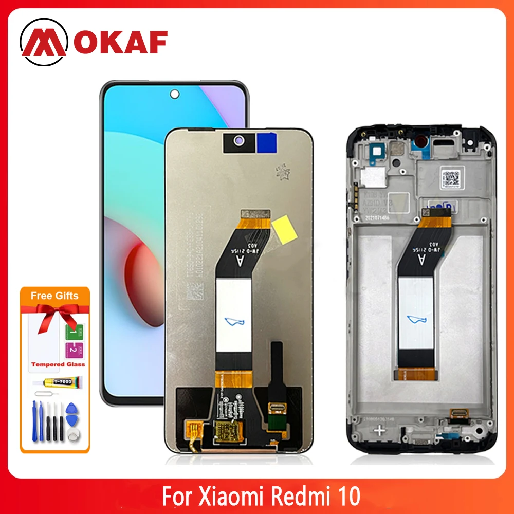 

ЖК-дисплей OKANFU для Xiaomi Redmi 10, сенсорный экран с дигитайзером в сборе для Redmi 10, сменный ЖК-дисплей с рамкой