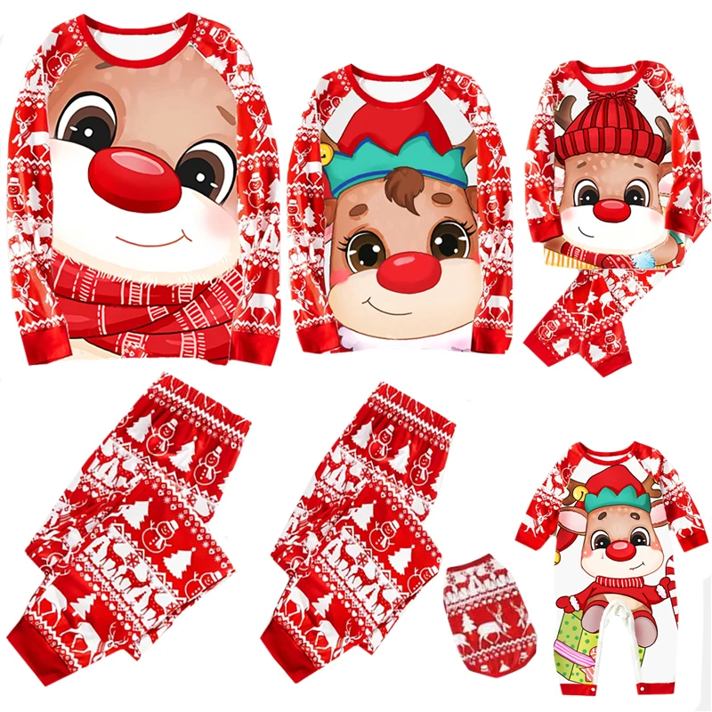 Christmas Family Matching Pajamas Adults Kids Family Matching Outfits Top+Pants 2PCS Dog Xmas Sleepwear Pyjamas Baby Jumpsuit