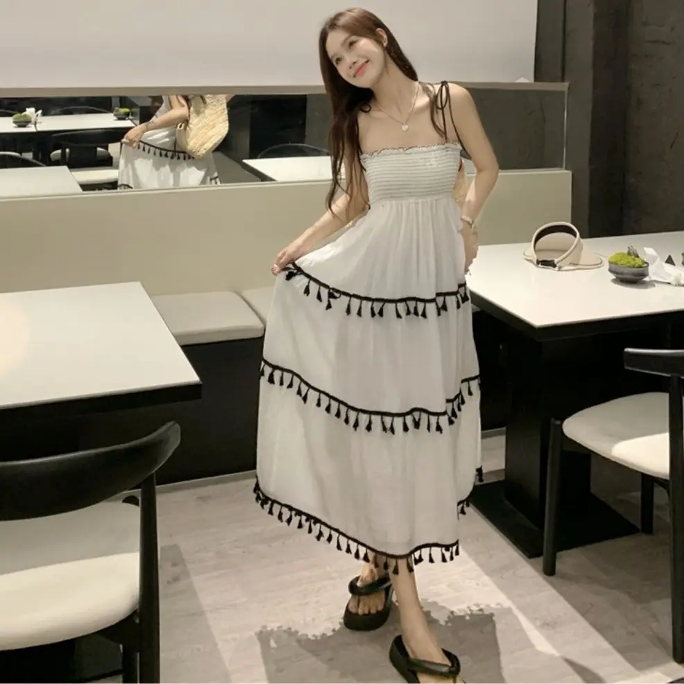 

Summer New Style Suspender Dress Sweet Sen Department Small College Wind Super Fairy Over The Knee In Long Skirt