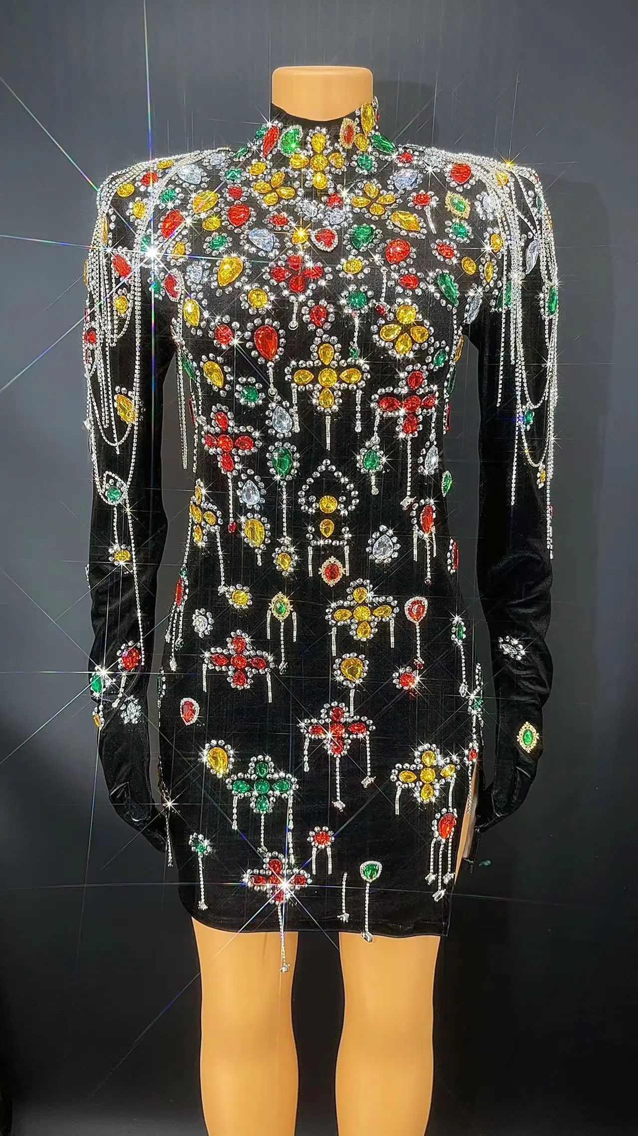 

Мини-платье стразы разных цветов, пикантная модная короткая одежда для вечеринки, дня рождения, выпускного вечера, певицы, танцевальная одежда для сцены