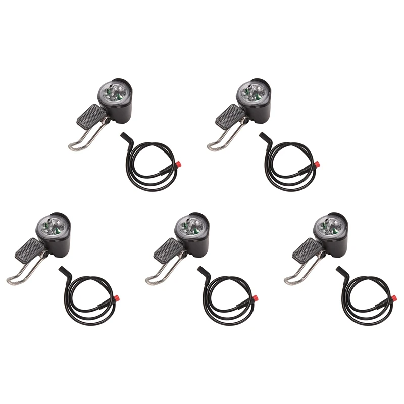

5X E-Bike Led Headlight 6V 12V 24V 36V 48V 60V Bicycle Light Waterproof Front Headlight Waterproof Connector (2 Pins)