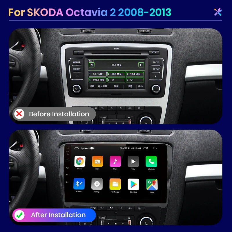 Автомагнитола AWESAFE PX9 для SKODA Octavia 2 2008-2013 A5 din Android 10 0 8 + 128 ГБ |