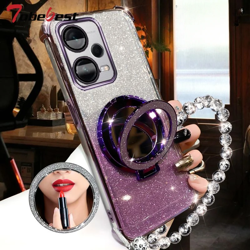 Противоударный блестящий браслет с кристаллами зеркало держатель для телефона