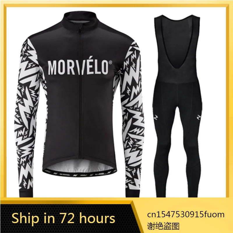 

2020 New Morvelo Long Sleeve Spring Trekking Cycling Jersey Set Bike Clothing Uniform Racing Bicycle Clothes Wear Maillot Ropa