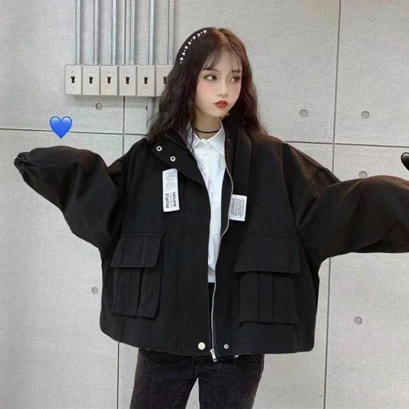 

Deeptown Autumn Harajuku Fashion Korean Streetwear Black Jacket Women Oversize Zipper College Japanese Jackes Female Gothic Coat