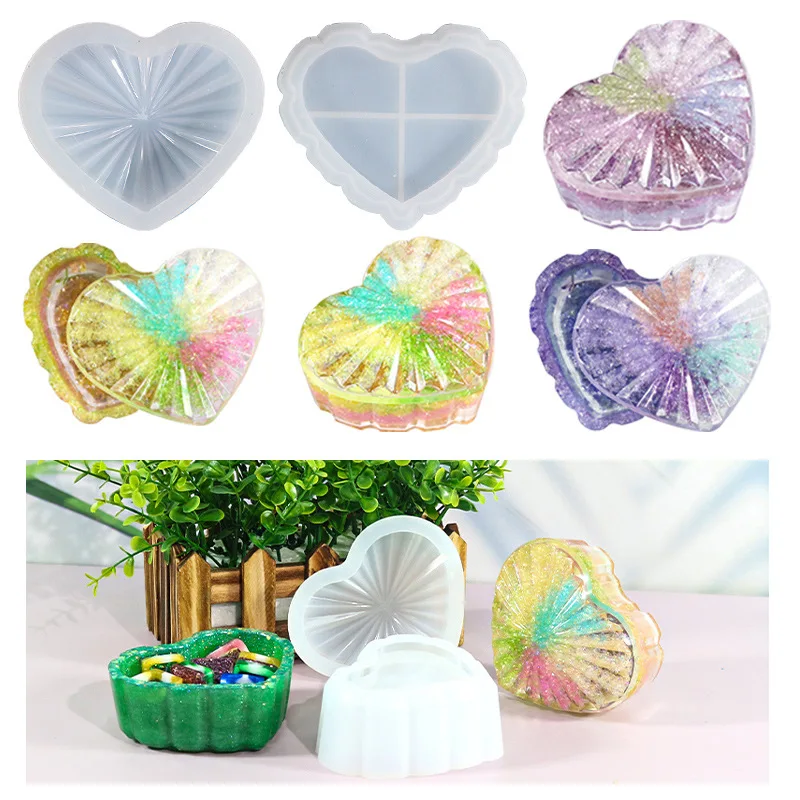 

1Pcs DIY Crystal Drop Adhesive Epoxy Resin Tank With Lid Love Silicone Mold For Jewelry Storage Box Making